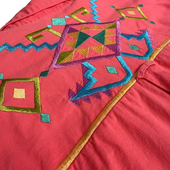 Vtg IB Diffusion Womens Western Shirt Plus 22W Coral Colorful Embroidery Cowgirl - Picture 10 of 16